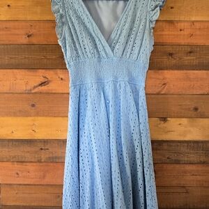 Elegant Blue Eyelet Dress